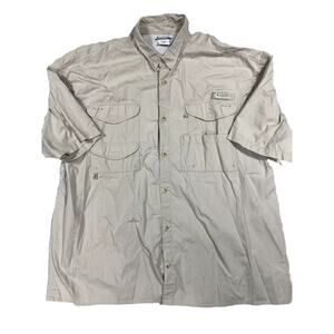 Columbia Shirt Mens XXXXT Beige PFG Tall Fishing Vented Outdoors Nature 4XT